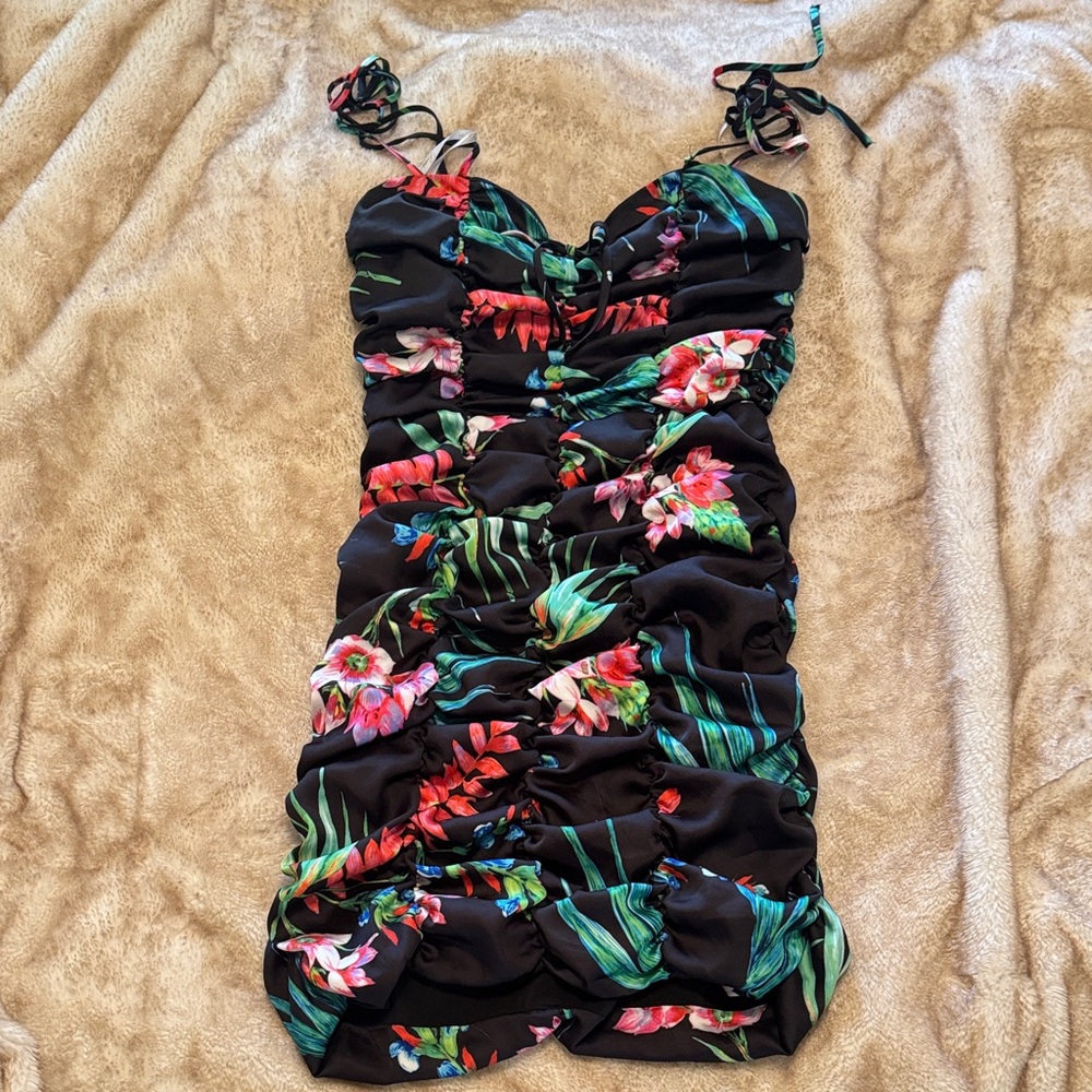 Lovers + Friends Tropical Black Mini Dress Size M